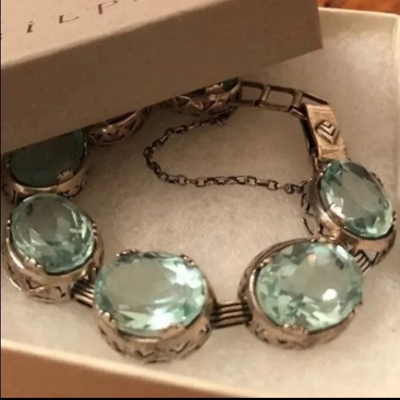 Silpada Sterling Aqua Glass Statement Bracelet - Picture 8 of 8